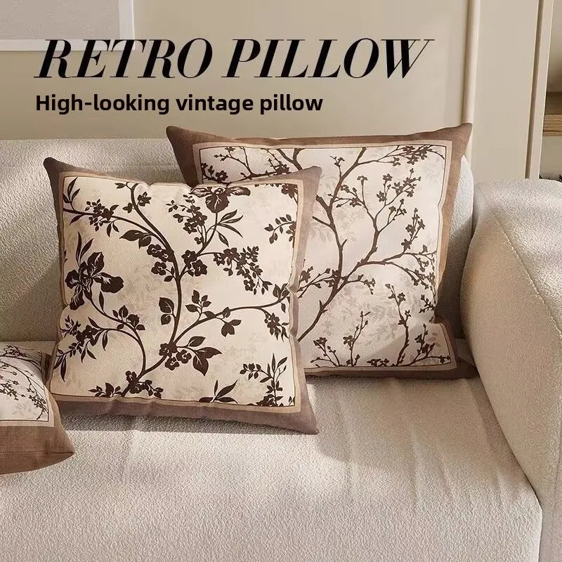 housse coussin fleurs feuilles vintage 100 polyester opaque maison decoration