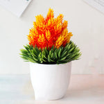 plantes artificielles bonsaï rouge vert rose fleurs simples feuilles fines pot gravier décoration extérieur