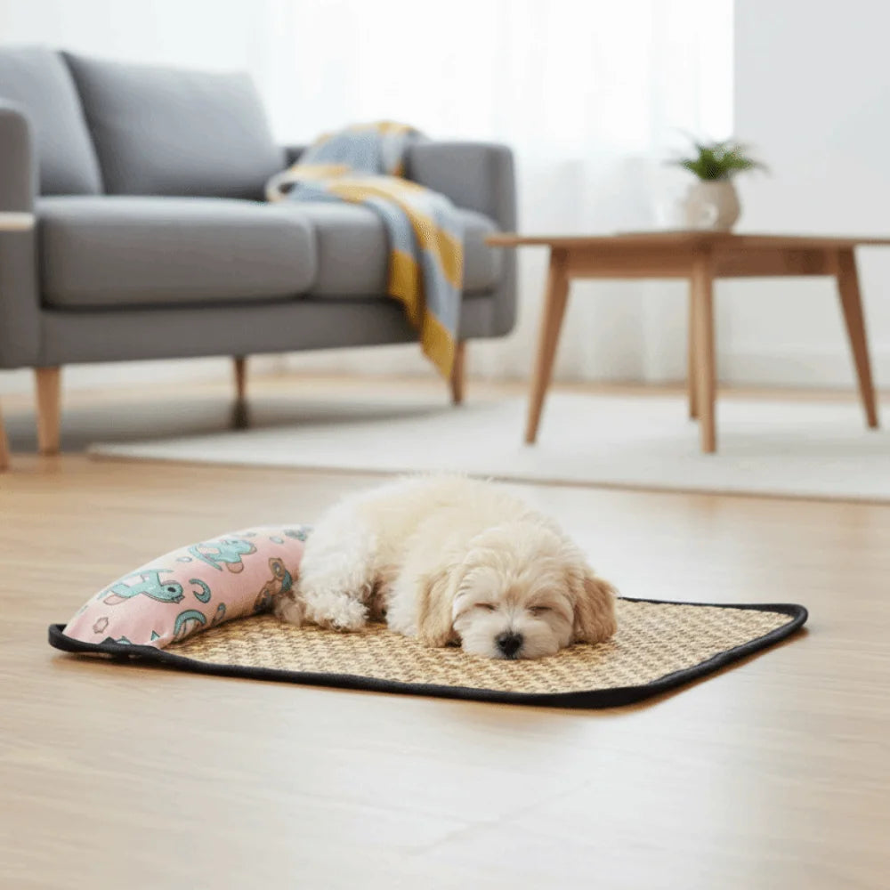 tapis rafraîchissant animal compagnie tissé géométrique moderne imperméable antidérapant oreiller sol chiens
