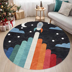 tapis rond thème spatial planètes fusées astronautes moderne salon chambre enfants