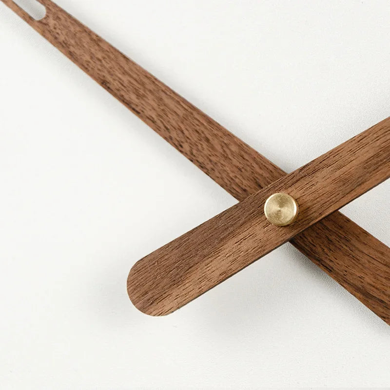 horloge murale aiguille bois naturel moderne minimaliste marron doré quartz salon