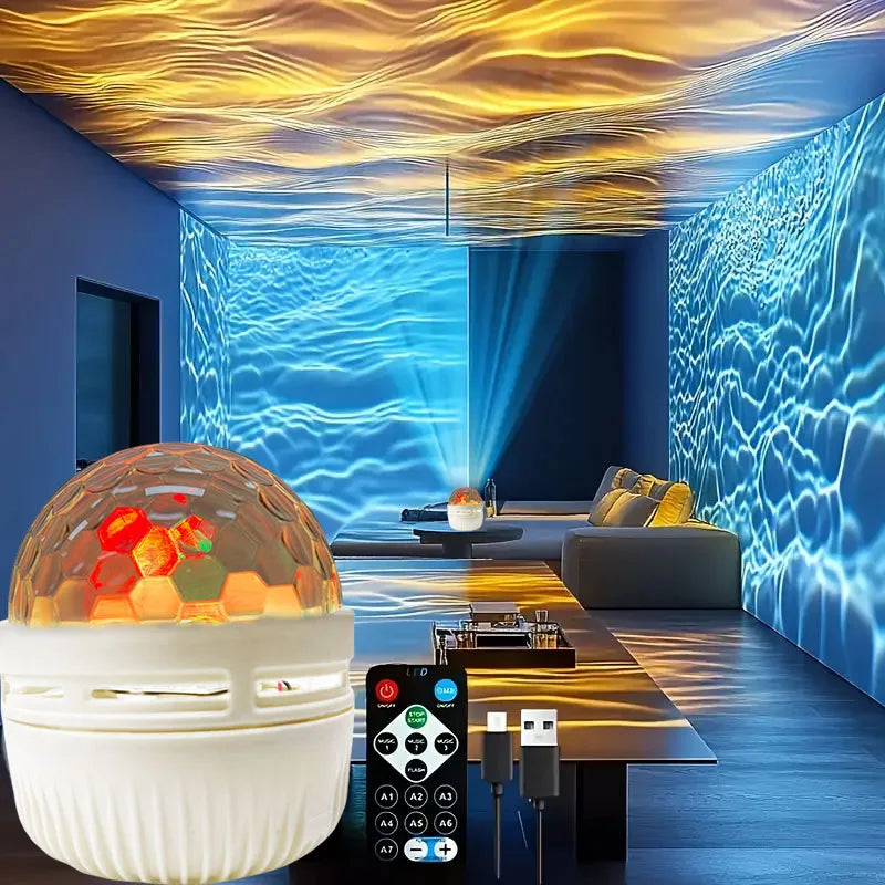 projecteur led blanc moderne télécommande aurore nordique ondulation eau décoration fête maison USB