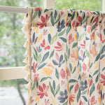 rideau bohème floral transparent blanc cassé fenêtre cuisine 140x60cm tringle rideau