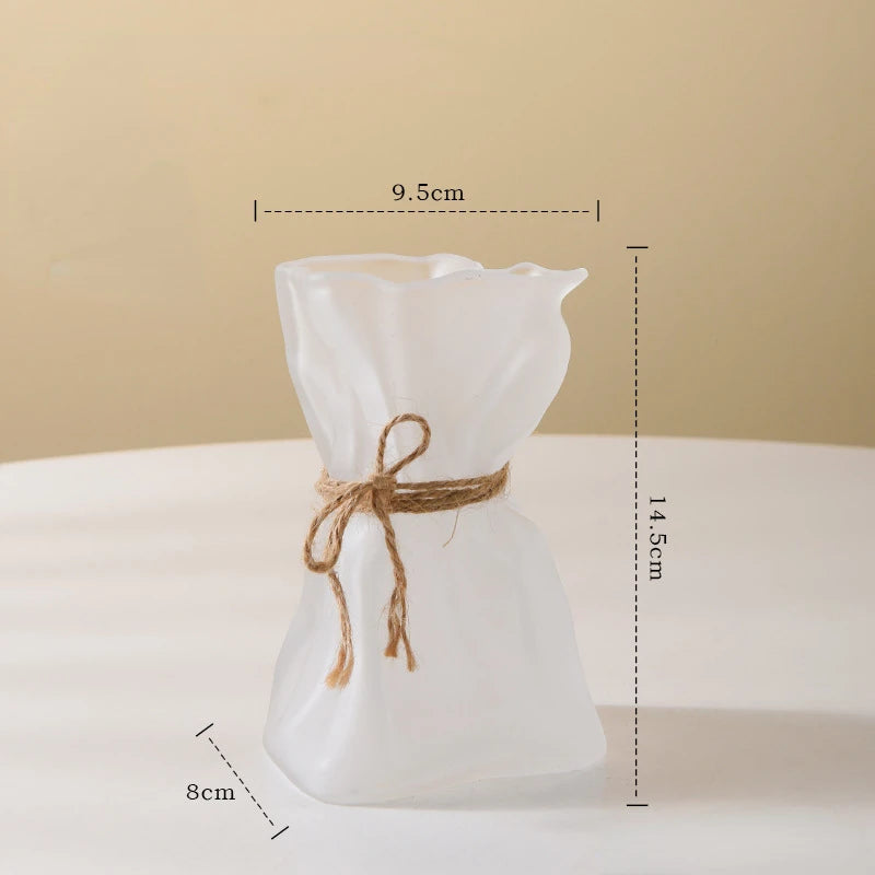 vase verre transparent moderne ruban jute pot fleur terrarium décoration table hydroponique artisanat