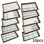 boîtes bijoux velours blanc bois marron clair moderne minimaliste rangement colliers bagues boucles d'oreilles