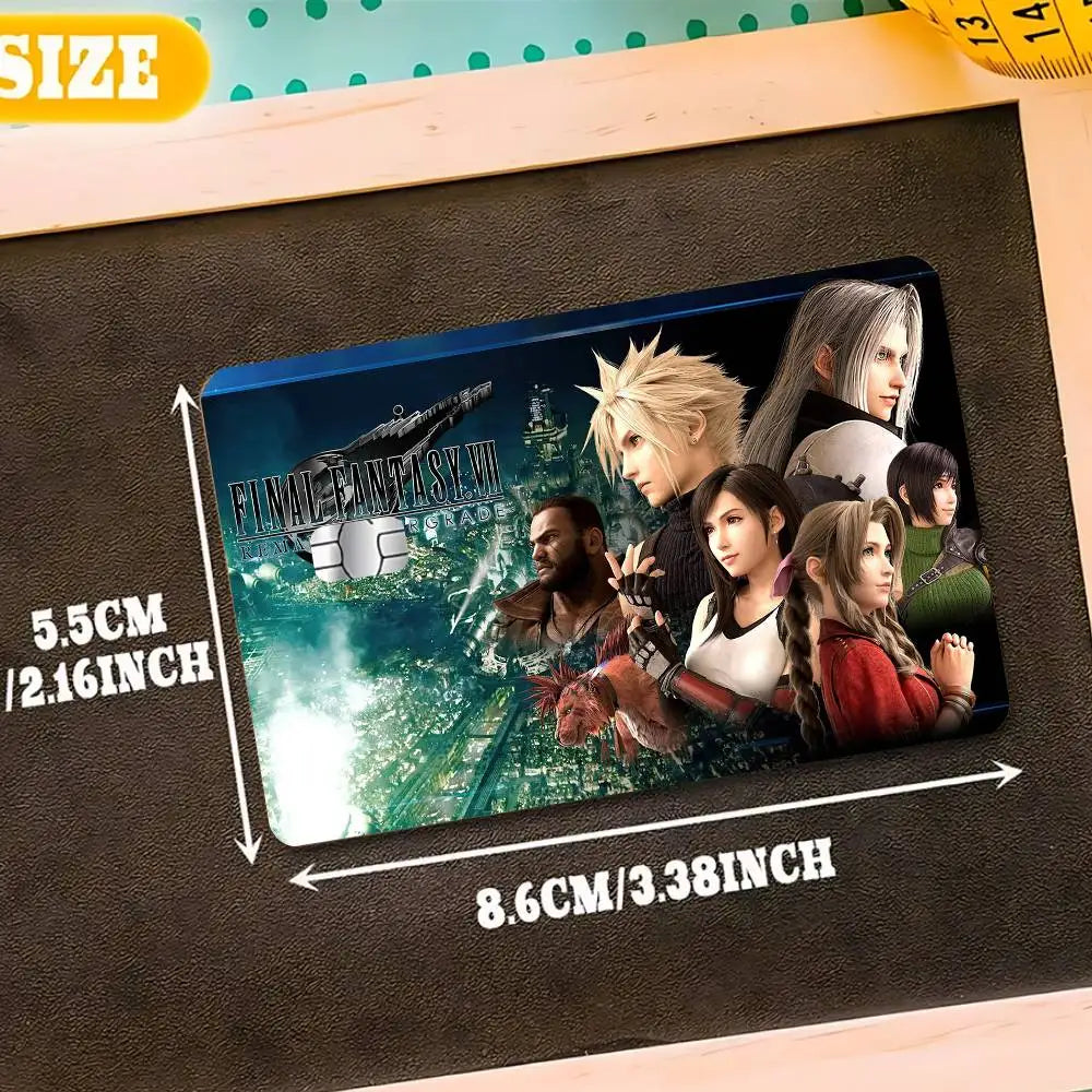 autocollants carte bancaire final fantasy moderne bleu vert waterproof réutilisable set stickers papier
