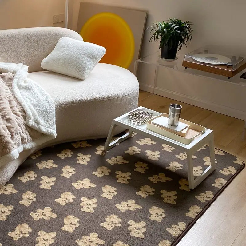 tapis feutré polyester imperméable carreaux géométriques noir blanc extérieur intérieur