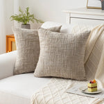 housses coussin texturées polyester géométrique moderne bohème gris beige respectueux environnement opaques