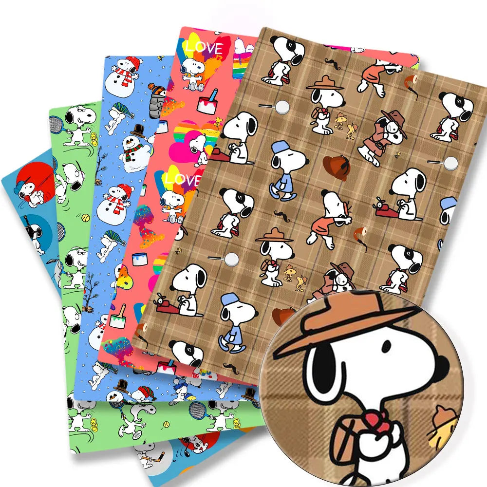 étiquettes snoopy dessin animé rose bleu vert marron peinture sport hiver chasse coton polyester