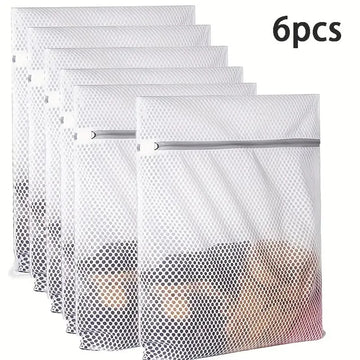 sacs linge polyester réutilisables voyage blanc bande gris maille fine translucides utilitaires fermeture éclair