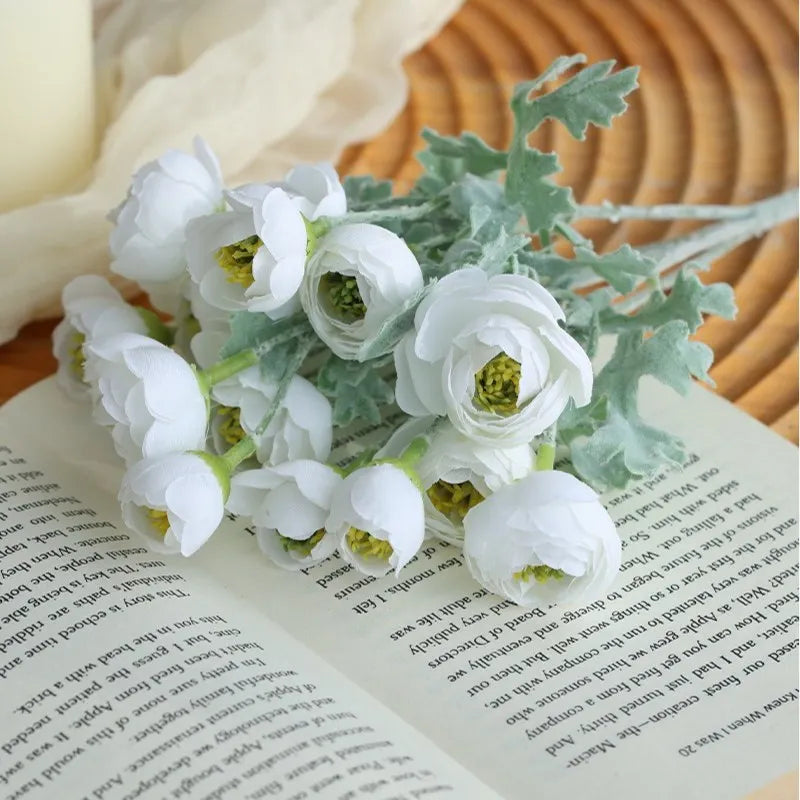 Bouquet artificiel fleurs soie rose pâle blanc vert orange modernes intérieurDecoration mariage anniversaire