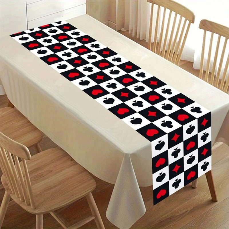 nappe table carte poker motif coeurs carreaux trèfles pic rouge noir blanc anniversaire fête