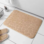 tapis bain rose clair gris moderne texture cailloux microfibre antidérapant salon salle bain