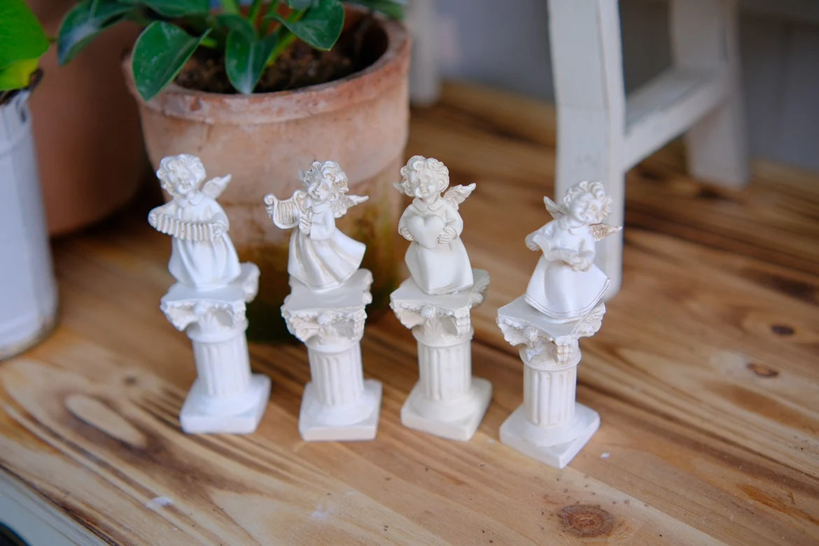 Décor jardin anges sculptures vintage pots plantes ornement balcon classique figurines métal