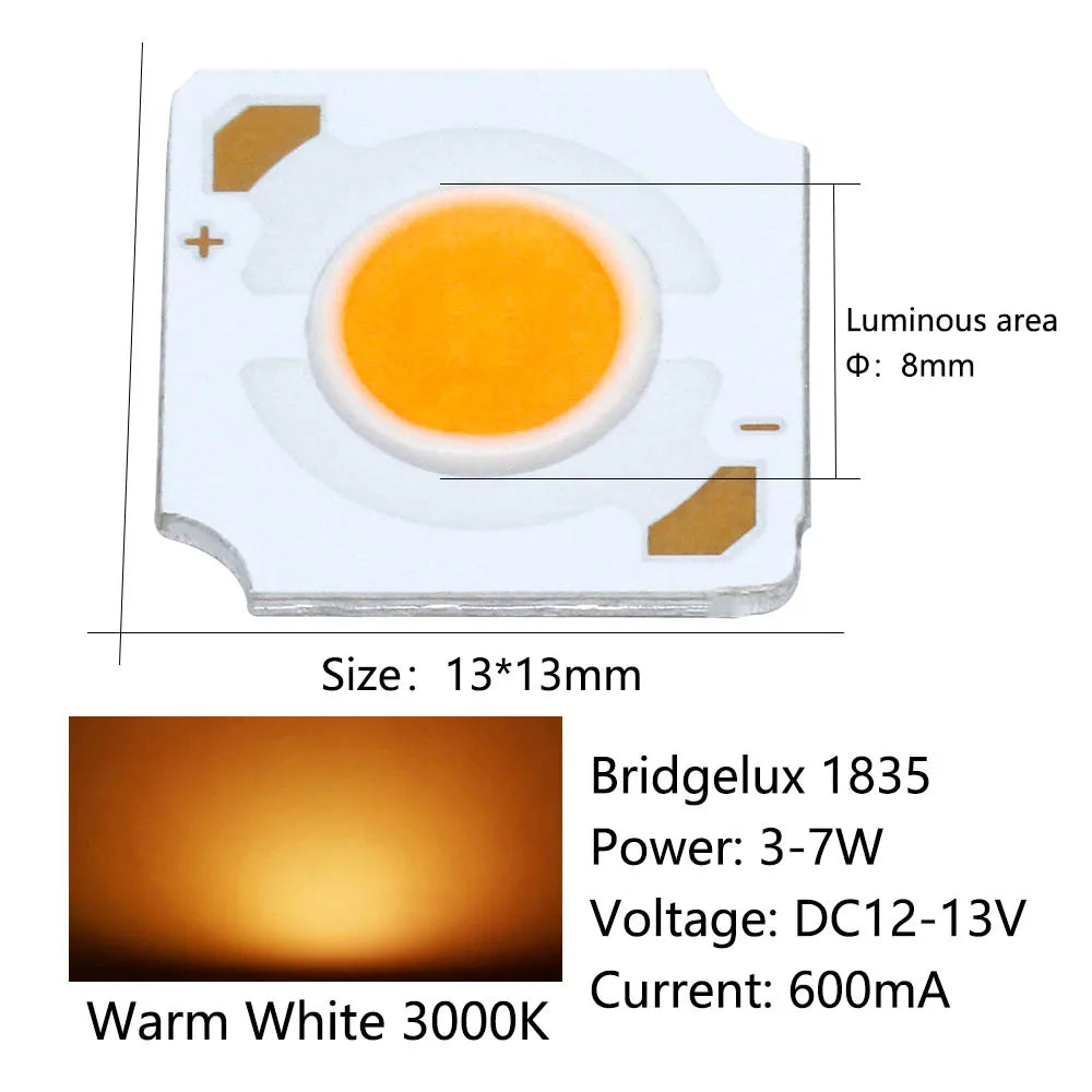 LED BridgeLux 1835 7W 12V 600mA blanc chaud neutre froid carré moderne 360 840LM