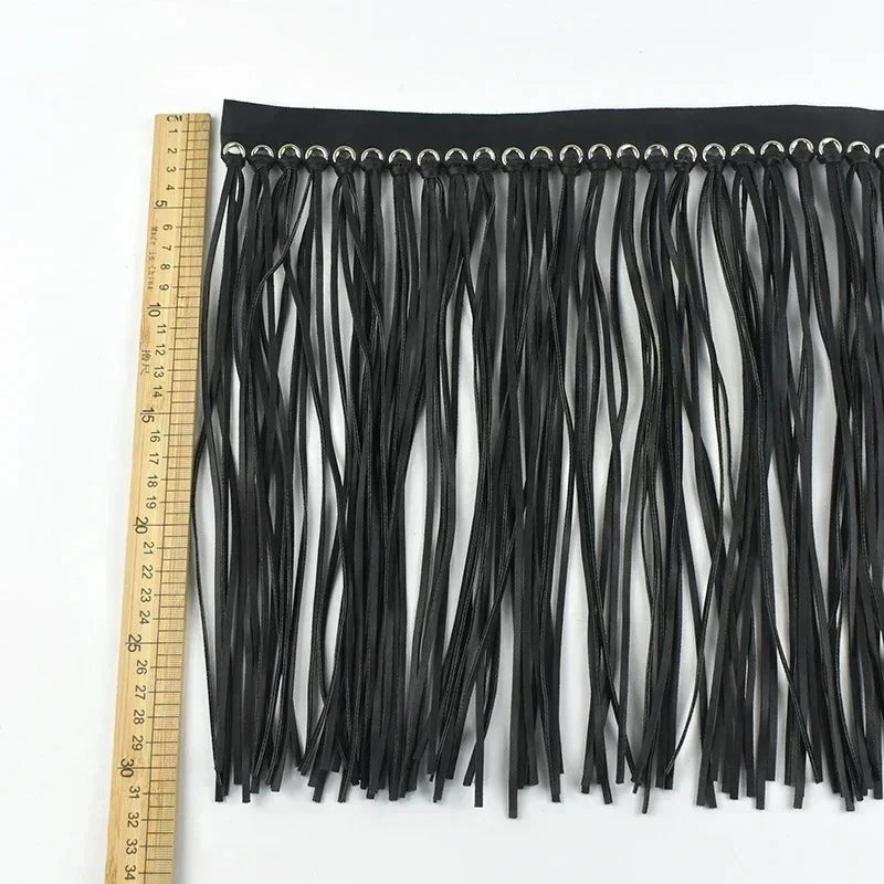 franges simili cuir noires blanches modernes vêtements textiles maison DIY decoration