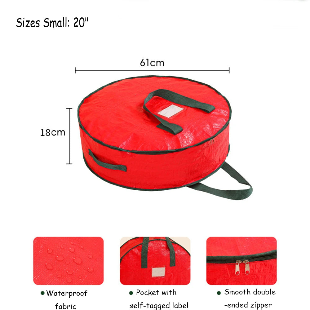 sac rangement réutilisable polyester durable respectueux environnement rangement décoration noël couronne guirlande rouge vert