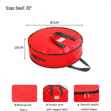 sac rangement réutilisable polyester durable respectueux environnement rangement décoration noël couronne guirlande rouge vert