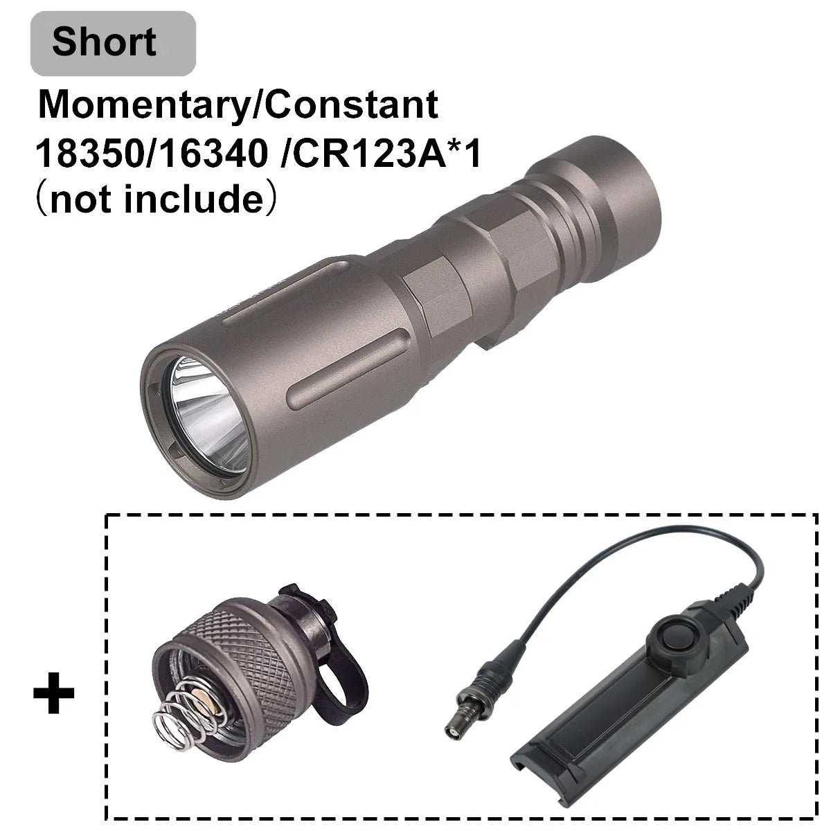 lampe torche led noire dorée texturée moderne 1300 lumens picatinny clip robuste