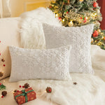 housse coussin noël arbre renne festive polyester beige vert rougeOpaque 45cm 50cm