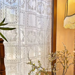 rideau floral transparent brodé polyester classique maison vintage blanc beige