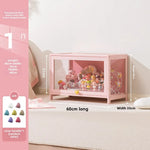 meuble rangement moderne portes transparent rose clair bambou 80cm large