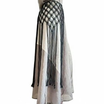jupe boho chic jaune franges polyester femme opaque trendy