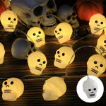 guirlande lumineuse halloween orange blanc noir citrouilles fantômes yeux chats squelettes 3v led piles