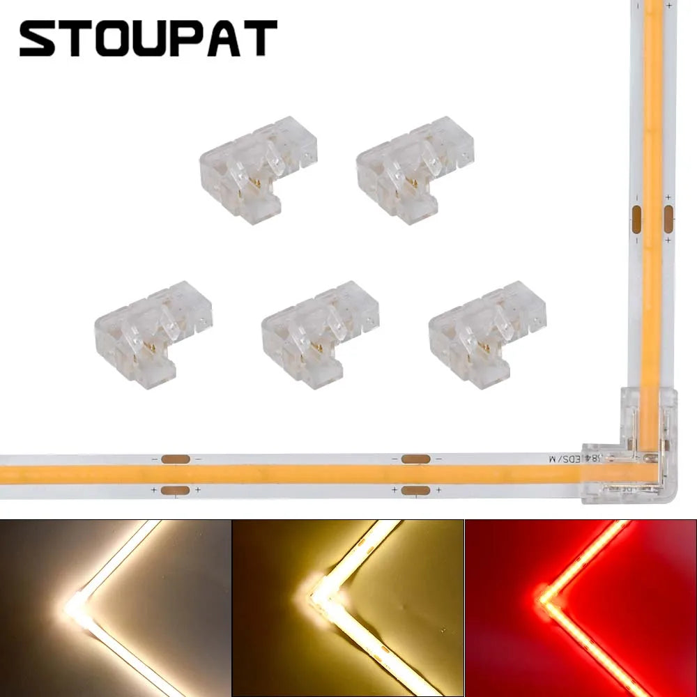 connecteur angle ruban led transparent broches dorées adhésif moderne 5mm 8mm 10mm(rgb) blanc chaud