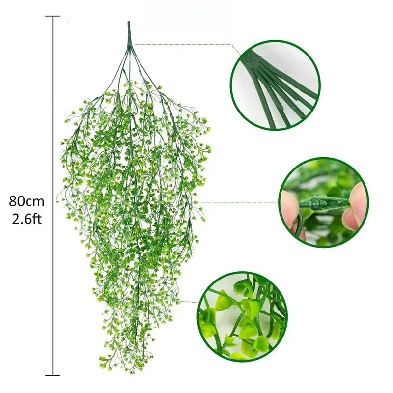 guirlande artificielle vigne verte décoration extérieure mariage petite fleurs blanches violettes naturelle suspendue 80cm