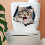 sticker mural chat 3d gris beige bleu noir autocollant animal compagnie mur carrelage meuble