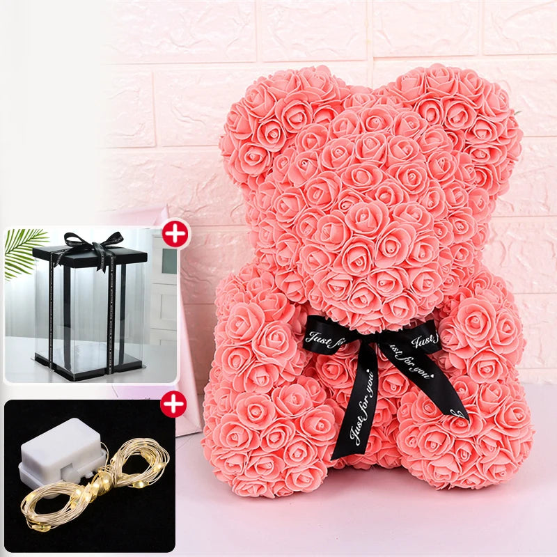 décoration maison ours rose artificiel boîte cadeau ruban satiné valentins anniversaire