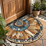 tapis d'entrée moderne bleu orange marron spirale antidérapant facile entretenir intérieur extérieur