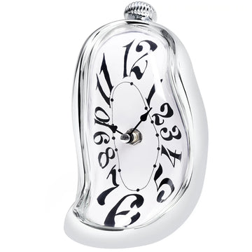 horloge murale contemporaine argentée numéros romains ondulés artistique chambre salon