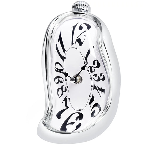 horloge murale contemporaine argentée numéros romains ondulés artistique chambre salon