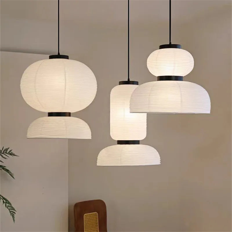 suspension lumineuse moderne blanc rayures horizontales opacite cable noir 2000 82000lm 90 260v