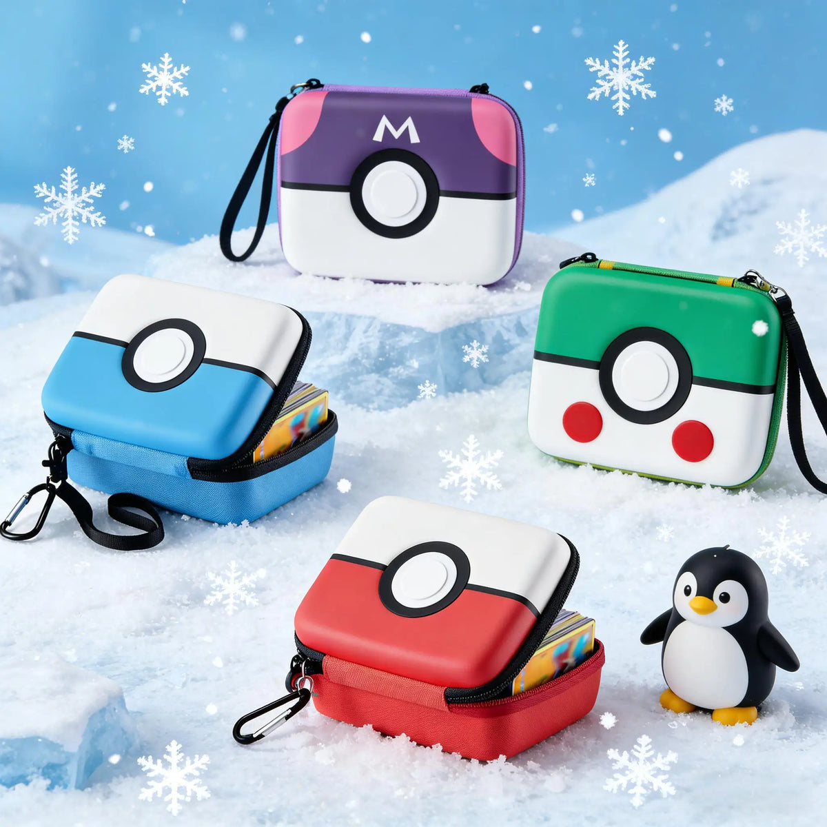 boîte rangement cartes collection bleu blanc violet vert rouge noir jaune contemporaine boule pokémon