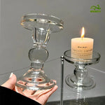 bougeoir verre classique transparent gravé décoration maison bougie aromathérapie ornement table