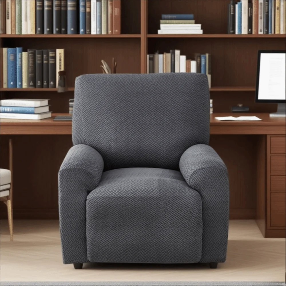 housse fauteuil relax moderne polyestère motifs géométriques beige gris vert poches antidérapante