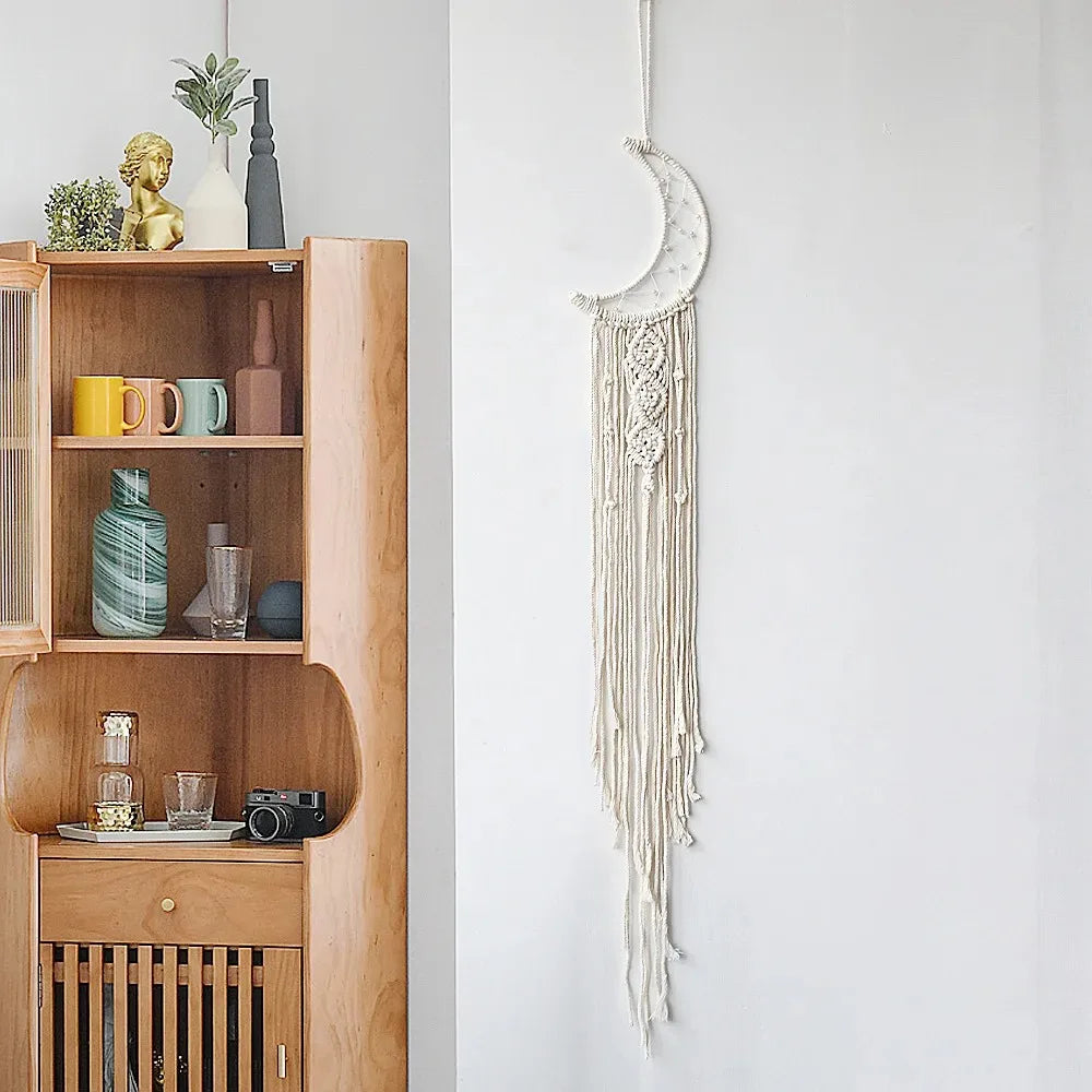 décor boho dreamcatcher blanc macramé franges chambre enfant tapisserie murale polyesterSuspensiondirecte