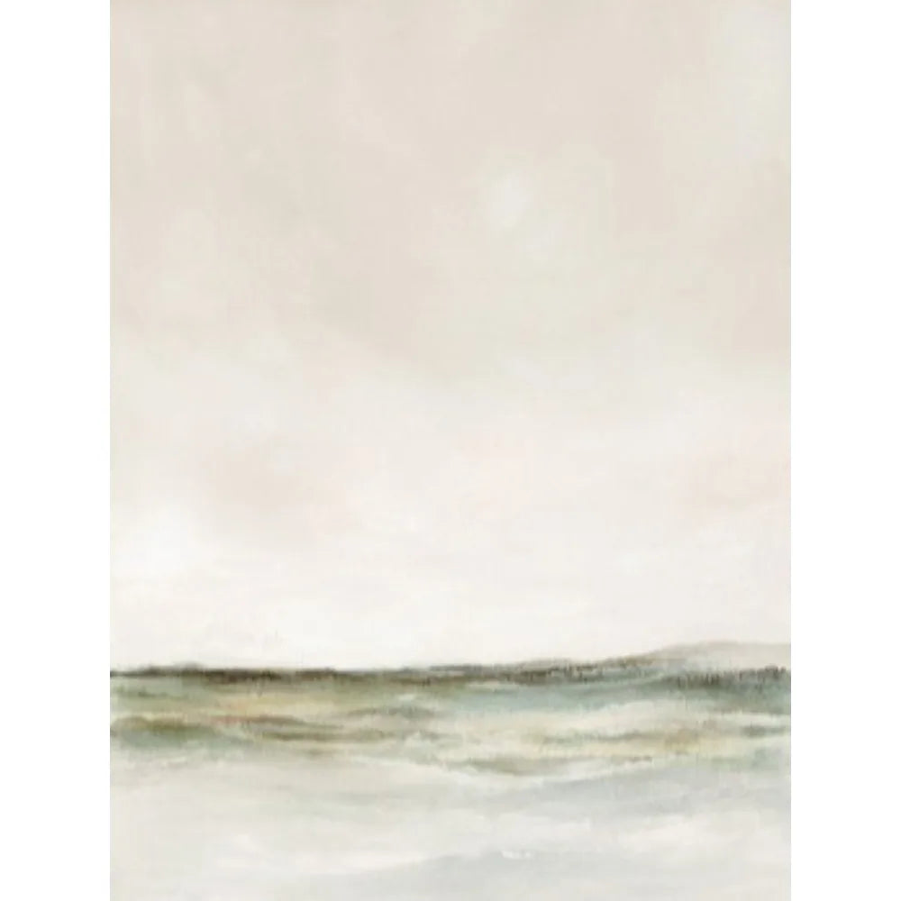 tableau abstrait minimaliste toile beige gris vert vague 40x50cm 30x40cm 20x30cm