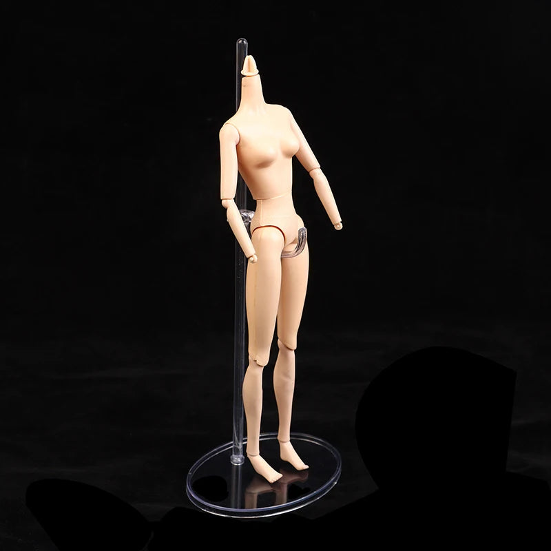 support poupée articulé plastique beige classique figurines 1/6 tringle base circulaire transparent
