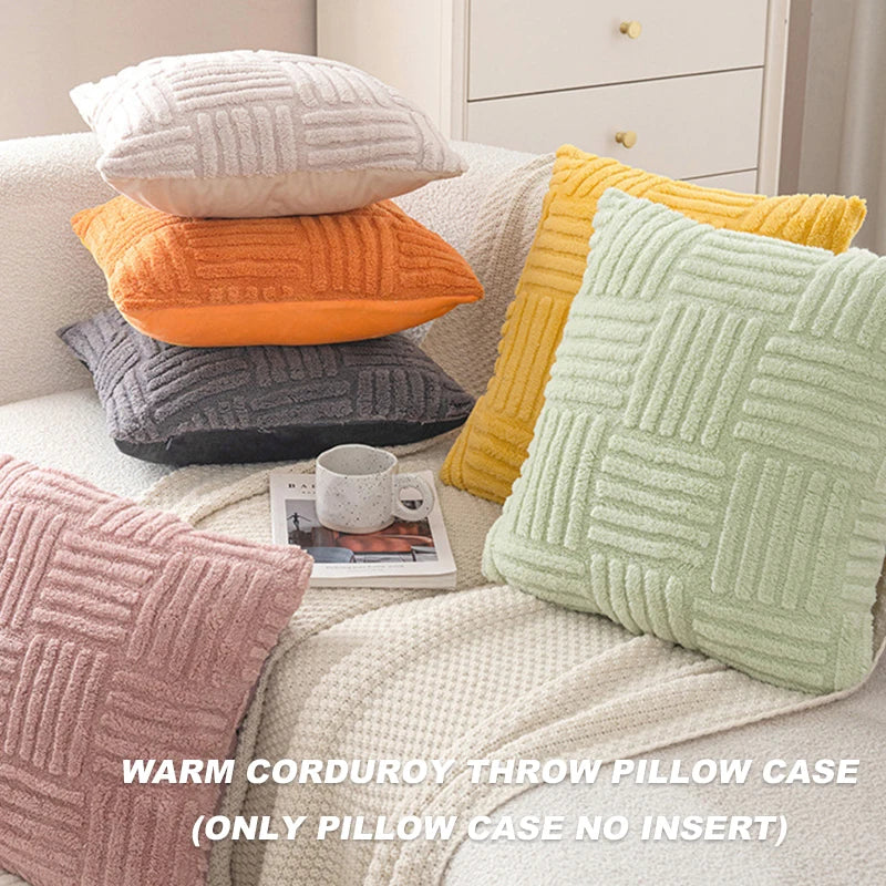 coussins moelleux rayures horizontales gris blanc moderne confortable zip vert clair polyester
