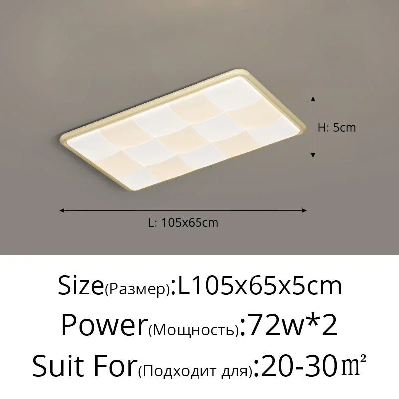 plafonnier led moderne blanc carreaux géométriques intérieur atmosphérique sans télécommande