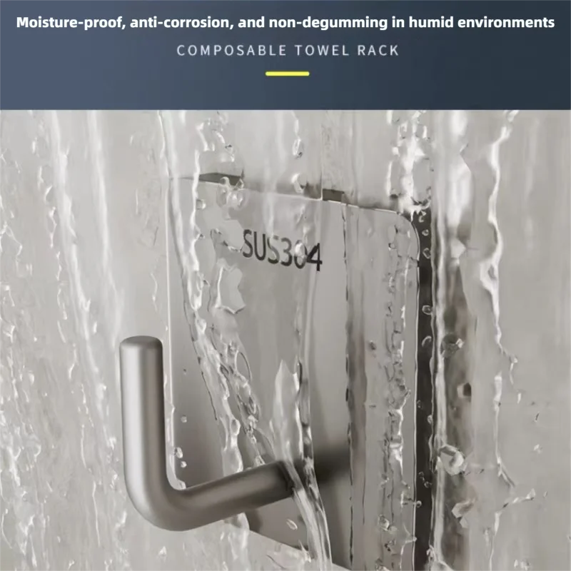 porte serviettes adhésif gris métallisé moderne lisse brillant salle bain cuisine organisation domestique