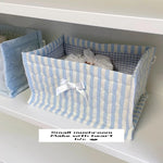 panier rangement coton pliable blanc bleu imprimé animaux utilisation multiple organisation cadeaux