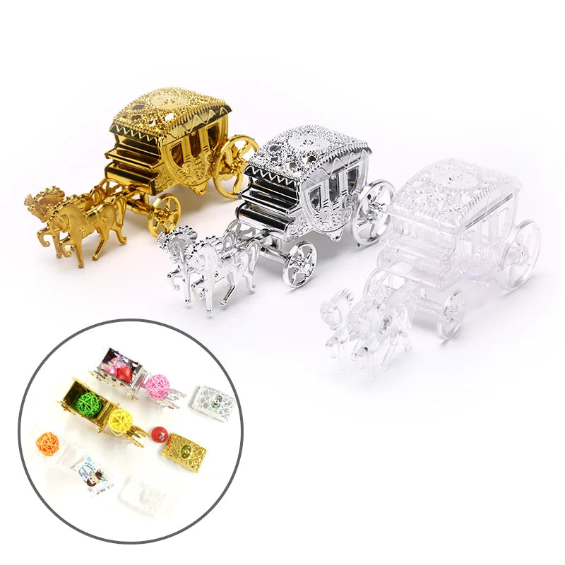 chariots decoratifs transparents or argent decor ancien details metalliques brillants anniversaire mariage baptemes echangiste