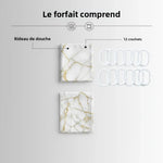 rideau douche marbre blanc doré moderne 12 crochets opacité polyester salle bain decoration