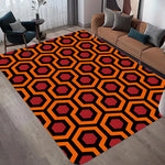 tapis moderne orange marron cercles géométriques rétro salon chambre 80x120cm