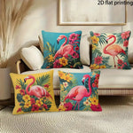 taies d'oreiller moderne imprimé flamants roses fleurs tropicales polyester respectueux environnement 40x40cm 45x45cm 50x50cm